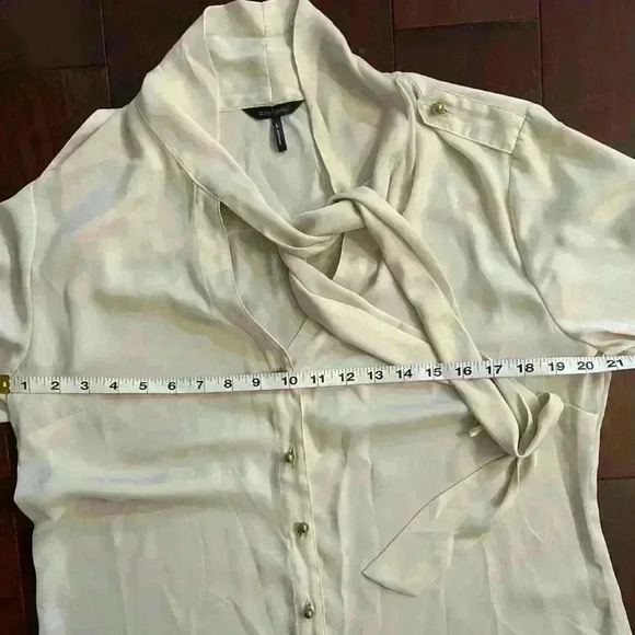 Daisy Fuentes Women’s Button Front Neck-Tie Blouse Cream Size L - Picture 6 of 8